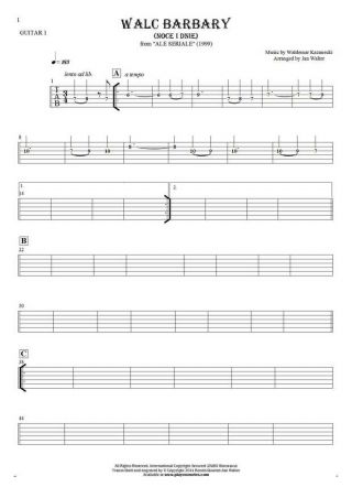 Walc Barbary (Noce i Dnie) - Tabulatur (Rhythm Werte) für Gitarre - Gitarrestimme 1