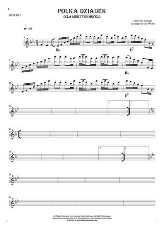 Polka Dziadek (Klarinettenmuckl) - Noten und Akkorde für Solo Stimme mit Begleitung