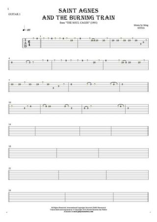 Saint Agnes And The Burning Train - Tablature for guitar - guitar 1 part