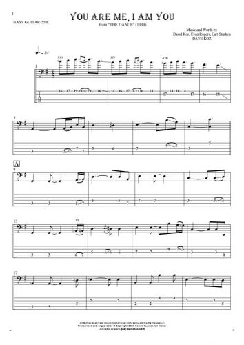 You Are Me, I Am You - Notes and tablature for bass guitar (5-str.)
