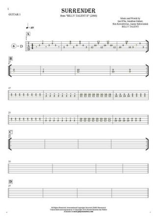 Surrender - Tablature for guitar - guitar 1 part
