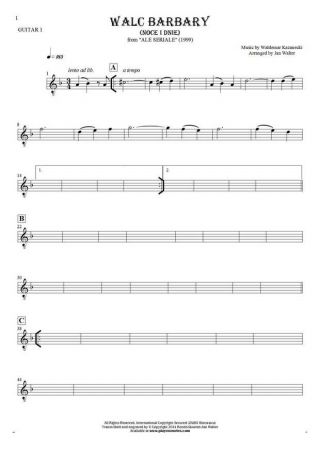 Walc Barbary (Noce i Dnie) - Notes for guitar - guitar 1 part