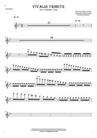 Vivaldi Tribute - Notes for guitar - guitar 2 part