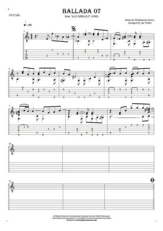 Ballada 07 - Noten und Tabulatur für Gitarre solo (fingerstyle)