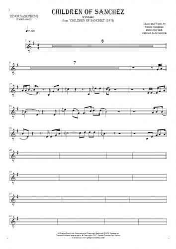 Children Of Sanchez - Finale - Notes for tenor saxophone - melody line