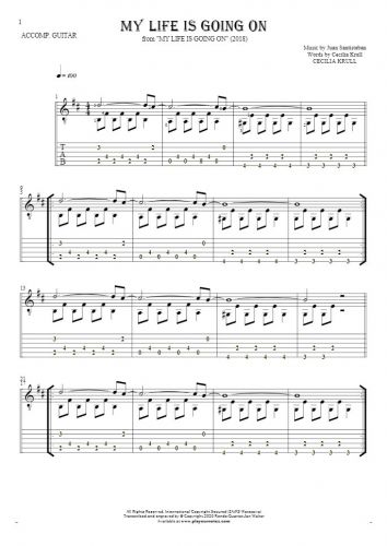 My Life Is Going On - Notes and tablature for guitar - accompaniment