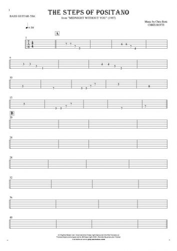 The Steps of Positano - Tabulatur für Bassgitarre (5-Str.)
