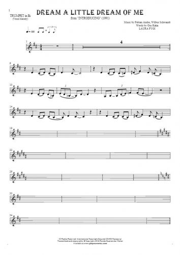 Dream a Little Dream of Me - Notes for trumpet - melody line