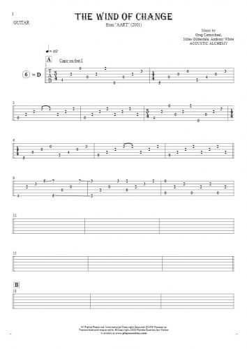 The Wind of Change - Tablature for guitar