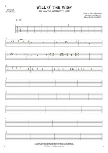 Will O' The Wisp - Tablature for guitar