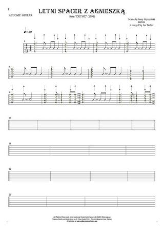 Letni spacer z Agnieszką - Tablature (rhythm values) for guitar - accompaniment