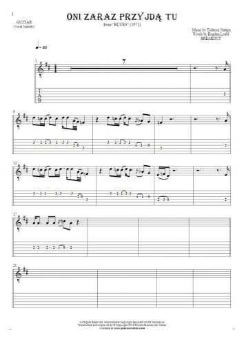 They'll be here any minute - Notes and tablature for guitar - melody line
