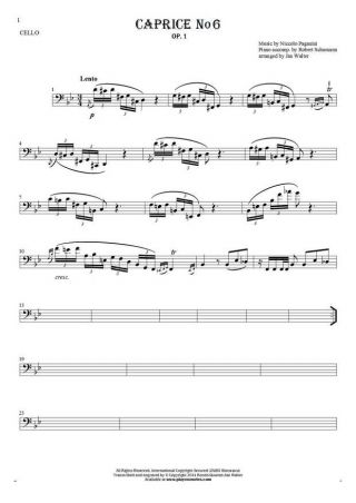 Capriccio Nr 6 op.1 - Noten für Violoncello