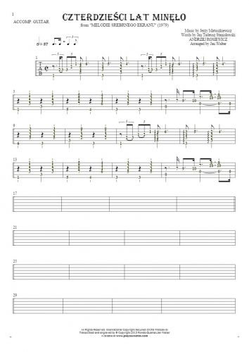 Czterdzieści Lat Minęło - Tablature (rhythm values) for guitar - accompaniment