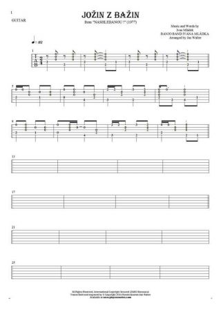 Jožin z bažin - Tablature (rhythm values) for guitar solo (fingerstyle)