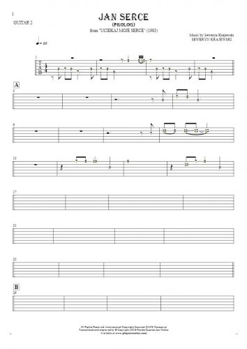 Jan Serce - Prolog - Tablature (rhythm. values) for guitar - guitar 2 part