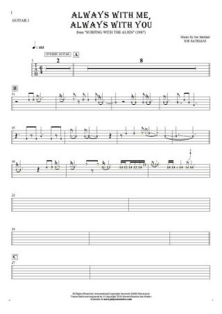 Always With Me, Always With You - Tablature (rhythm values) for guitar - guitar 1 part