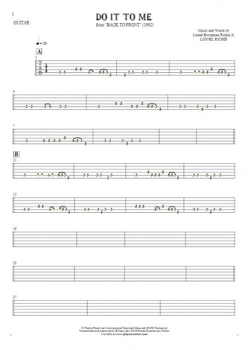 Do It To Me - Tablature for guitar