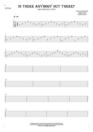 Is There Anybody Out There? - Tablature for guitar solo (fingerstyle)