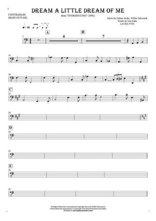Dream a Little Dream of Me - Notes for contrabass or bass guitar