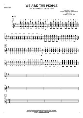 We Are the People - Notes for guitar - guitar 2 part