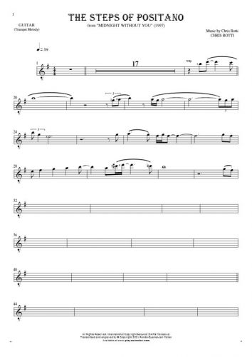 The Steps of Positano - Notes for guitar