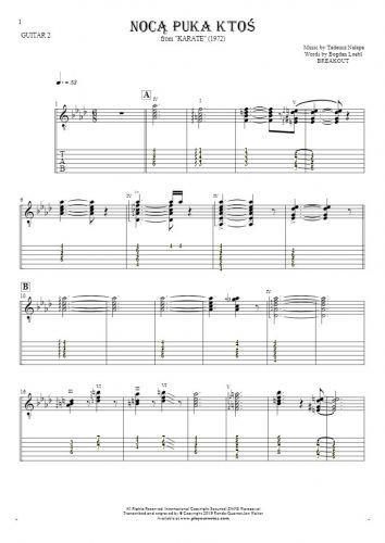 Somebody's Knocking At The Door At Nigh - Notes and tablature for guitar - guitar 2 part