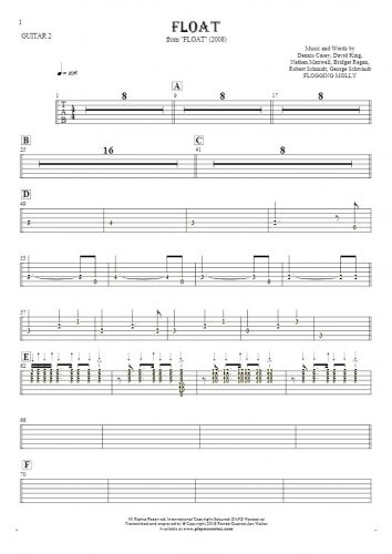 Float - Tablature (rhythm. values) for guitar - guitar 2 part