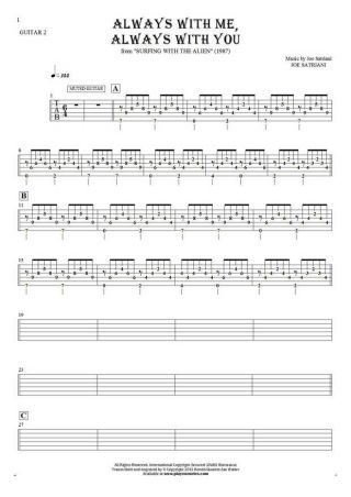 Always With Me, Always With You - Tablature (rhythm values) for guitar - guitar 2 part