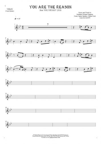 You Are The Reason - Notes for violin - melody line