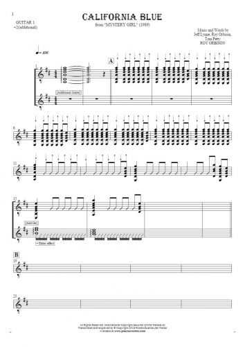California Blue - Notes for guitar - guitar 1 and 2 part