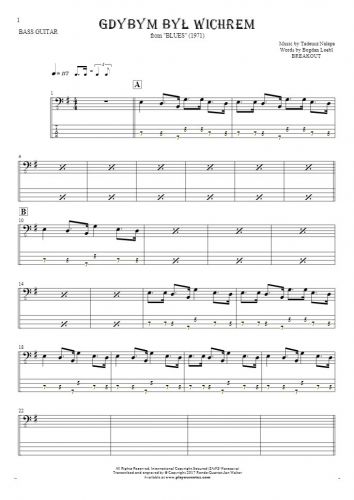 If I Were the Wind - Notes and tablature for bass guitar