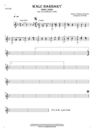Walc Barbary (Noce i Dnie) - Noten für Gitarre solo (fingerstyle)