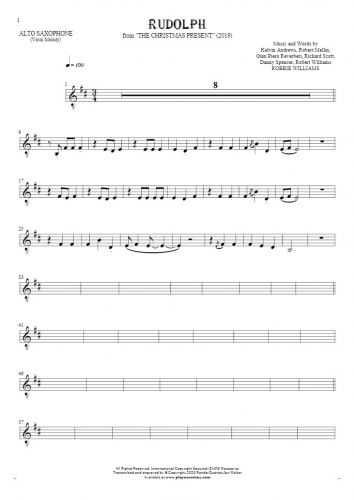 Rudolph - Notes for alto saxophone - melody line