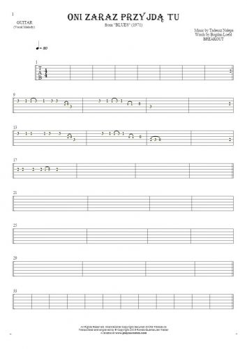 They'll be here any minute - Tablature for guitar - melody line