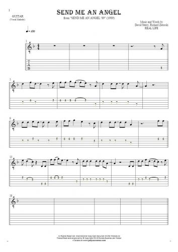Send Me An Angel - Notes and tablature for guitar - melody line