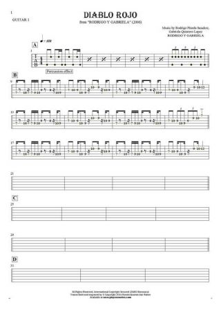 Diablo Rojo - Tablature (rhythm values) for guitar - guitar 1 part