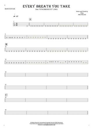 Every Breath You Take - Tablature for bass guitar