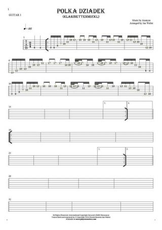 Polka Dziadek (Klarinettenmuckl) - Tabulatur (Rhythm Werte) für Gitarre - Gitarrestimme 1