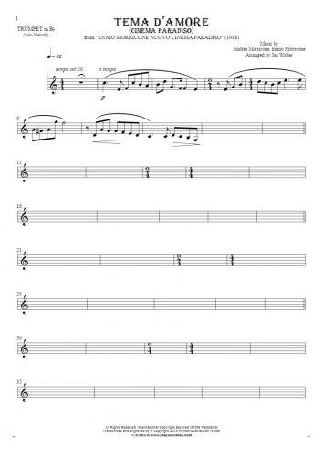 Love Theme (Cinema Paradiso) - Notes for trumpet - melody line