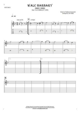 Walc Barbary (Noce i Dnie) - Notes and tablature for guitar - guitar 1 part