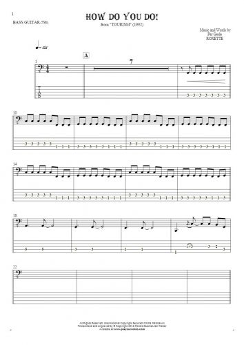 How Do You Do! - Notes and tablature for bass guitar (5-str.)