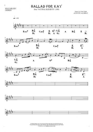Ballad For Kay - Notes and chords for solo voice with accompaniment