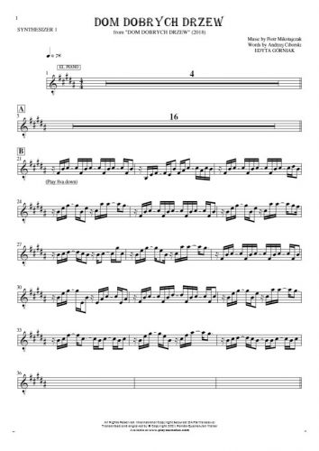 Dom dobrych drzew - Noten für Synthesizer - El. Piano, Synth Star Theme