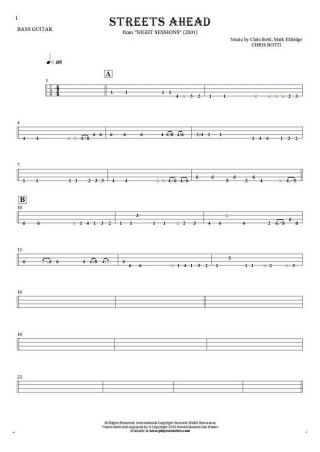 Streets Ahead - Tablature for bass guitar