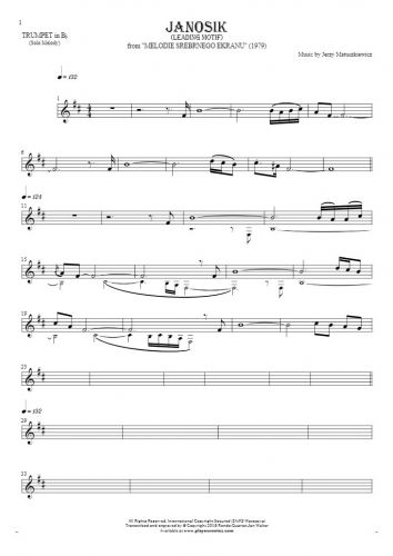 Janosik - Führende Motiv - Noten für Trompete - Melodielinie