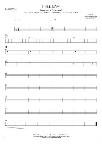Lullaby - Rosemary's Baby - Tablature for bass guitar
