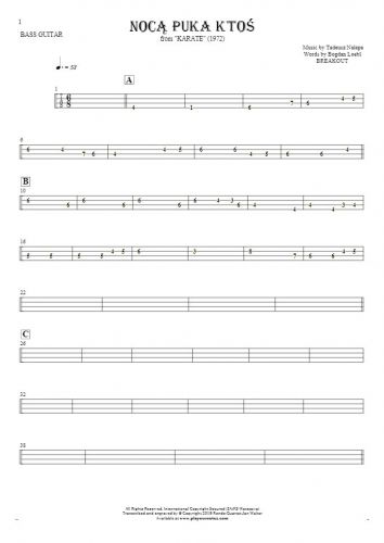 Somebody's Knocking At The Door At Nigh - Tablature for bass guitar