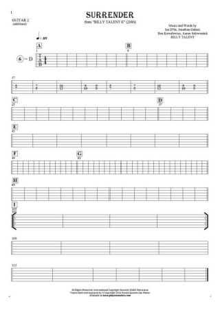 Surrender - Tablature for guitar - guitar 2 part