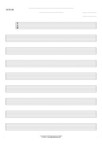 Free Blank Sheet Music - Tablature for guitar